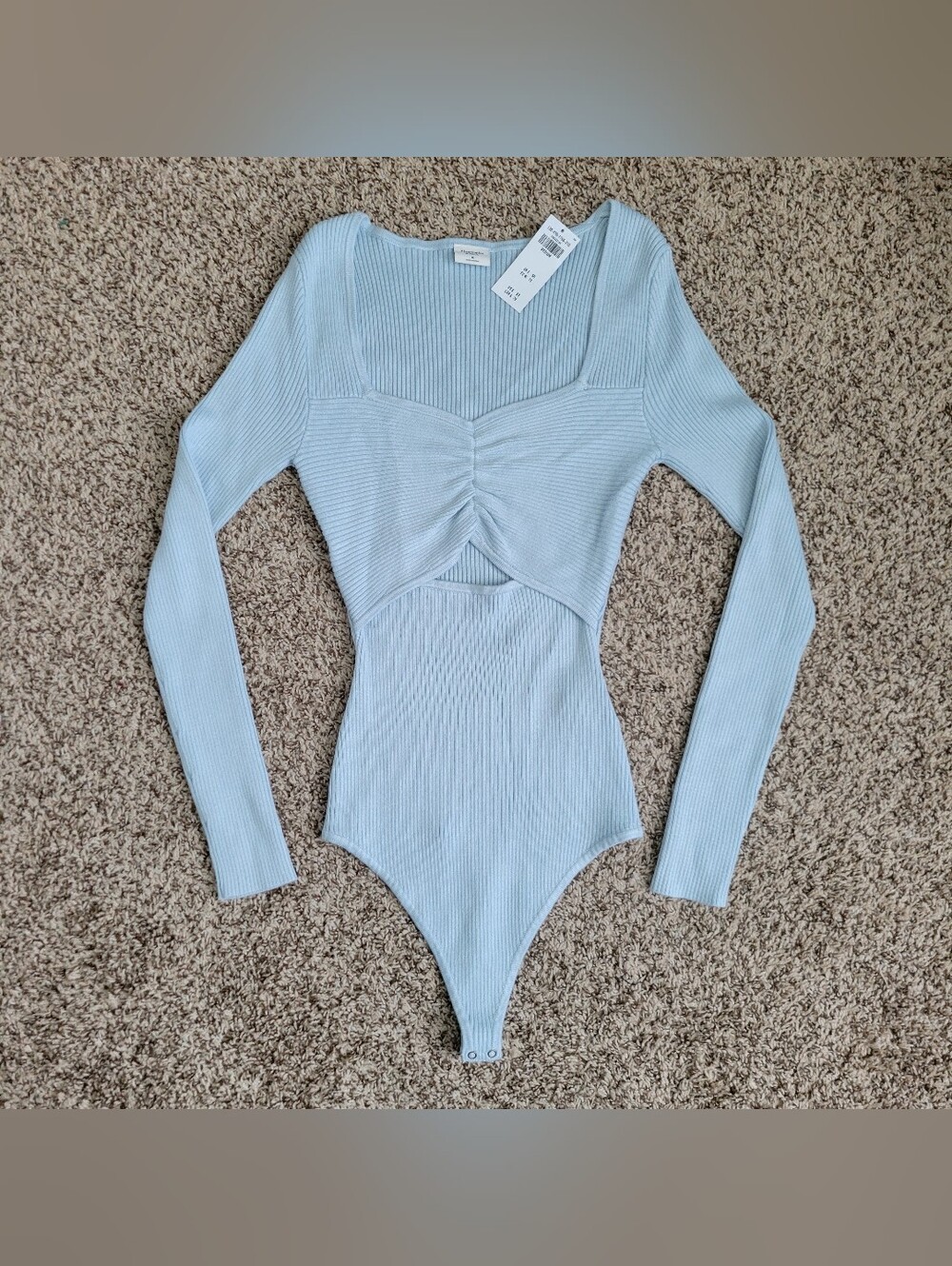 Abercrombie & Fitch Bodysuit Shirt Top Knit Sweater Blue Sweetheart Medium NWT